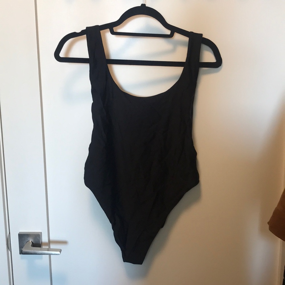 Black one piece swim suit